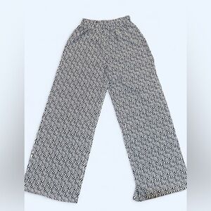 H&M Blue & White Geometric Print Wide Leg Pants | XS